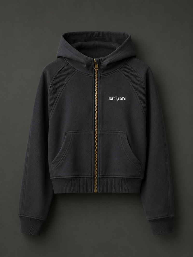 CROPPED ZIP-THROUGH HOODIE