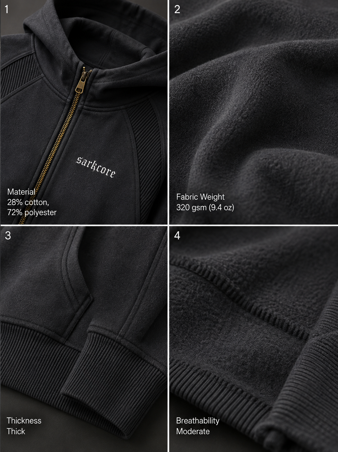 CROPPED ZIP-THROUGH HOODIE