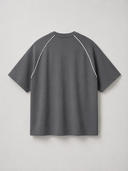 CONTRAST PIPING PANEL RAGLAN T-SHIRT