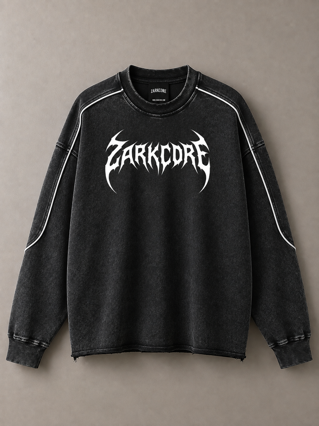 MINERAL WASH PIPING RAW HEM SWEATSHIRT
