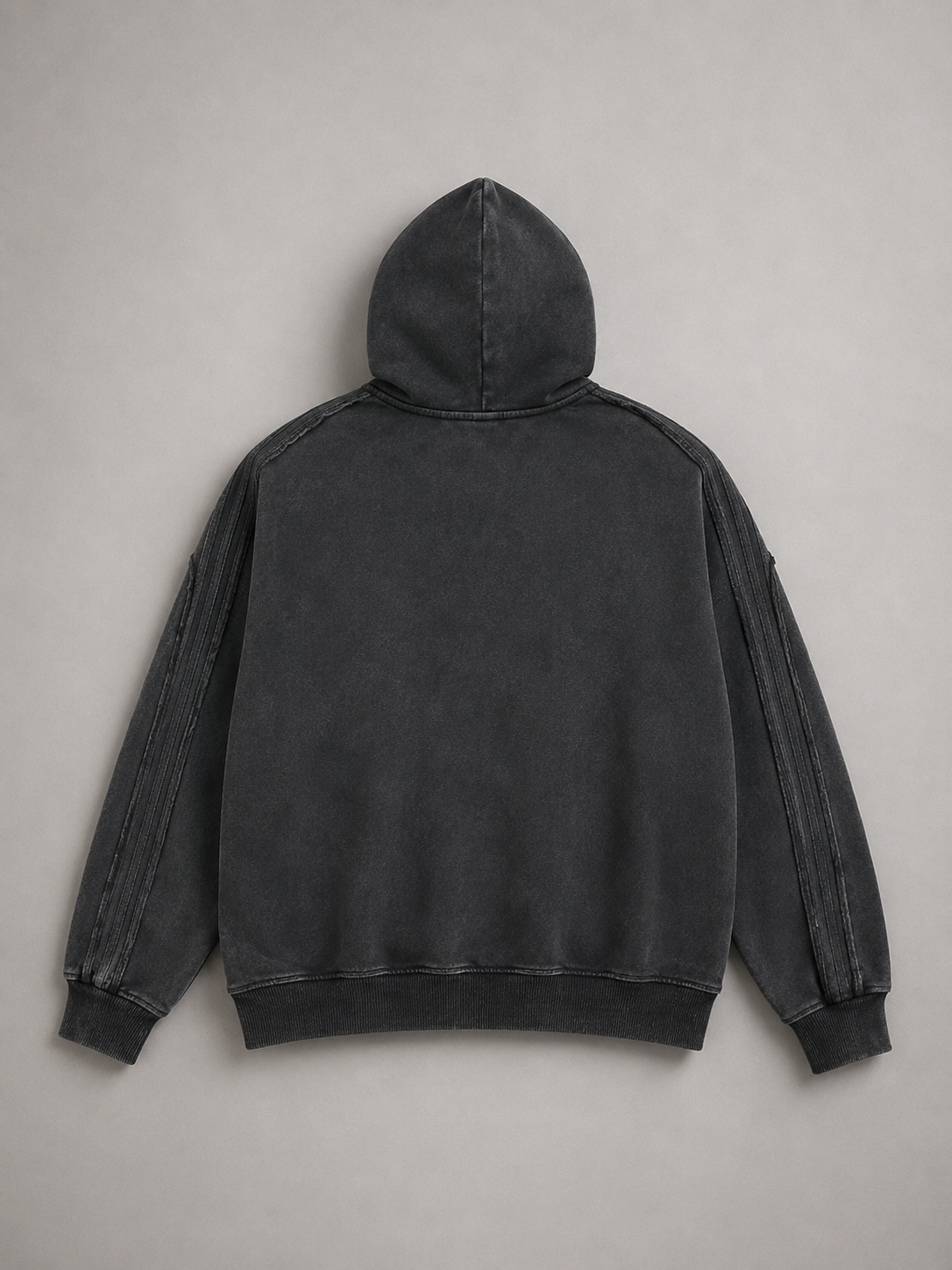 SNOW WASHED TAPE RAW EDGE ZIP HOODIE