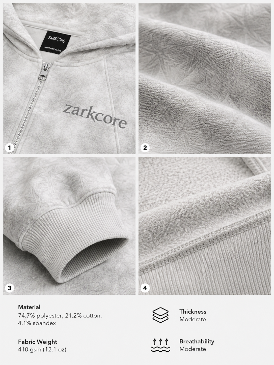 DIRTY WASHED ZIP-UP FLEECE HOODIE