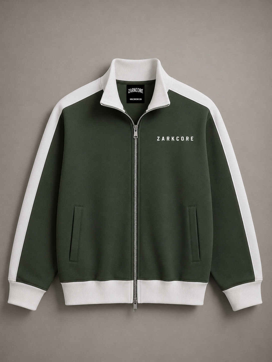 CONTRAST TRIM STAND COLLAR JACKET