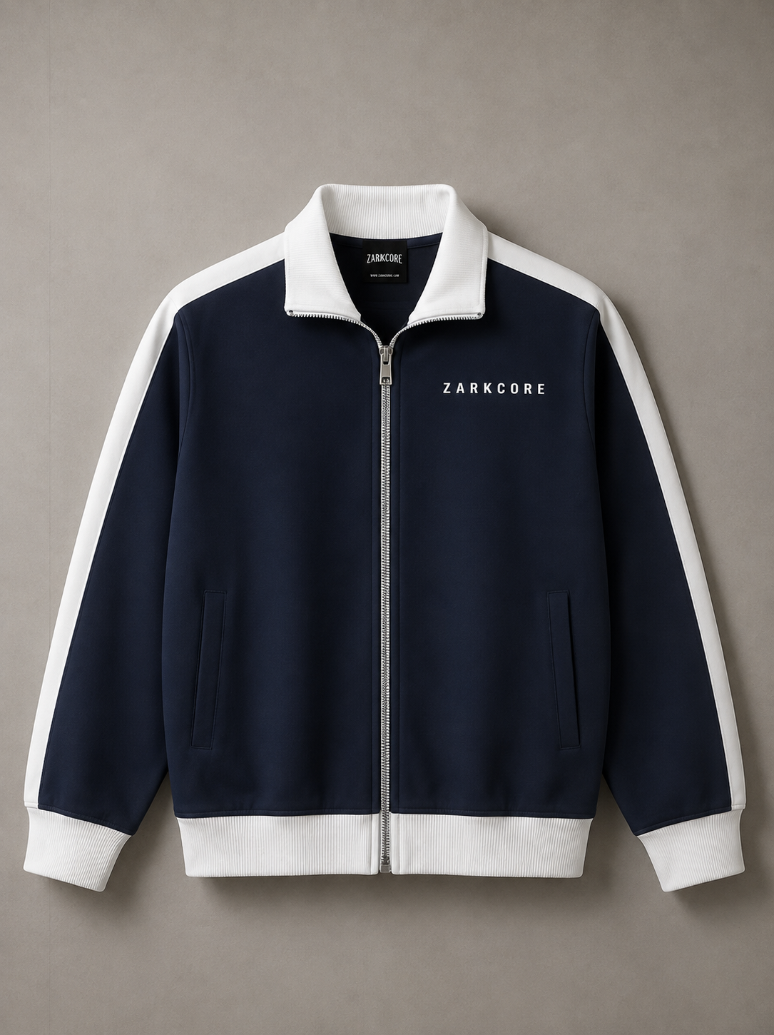 CONTRAST TRIM STAND COLLAR JACKET