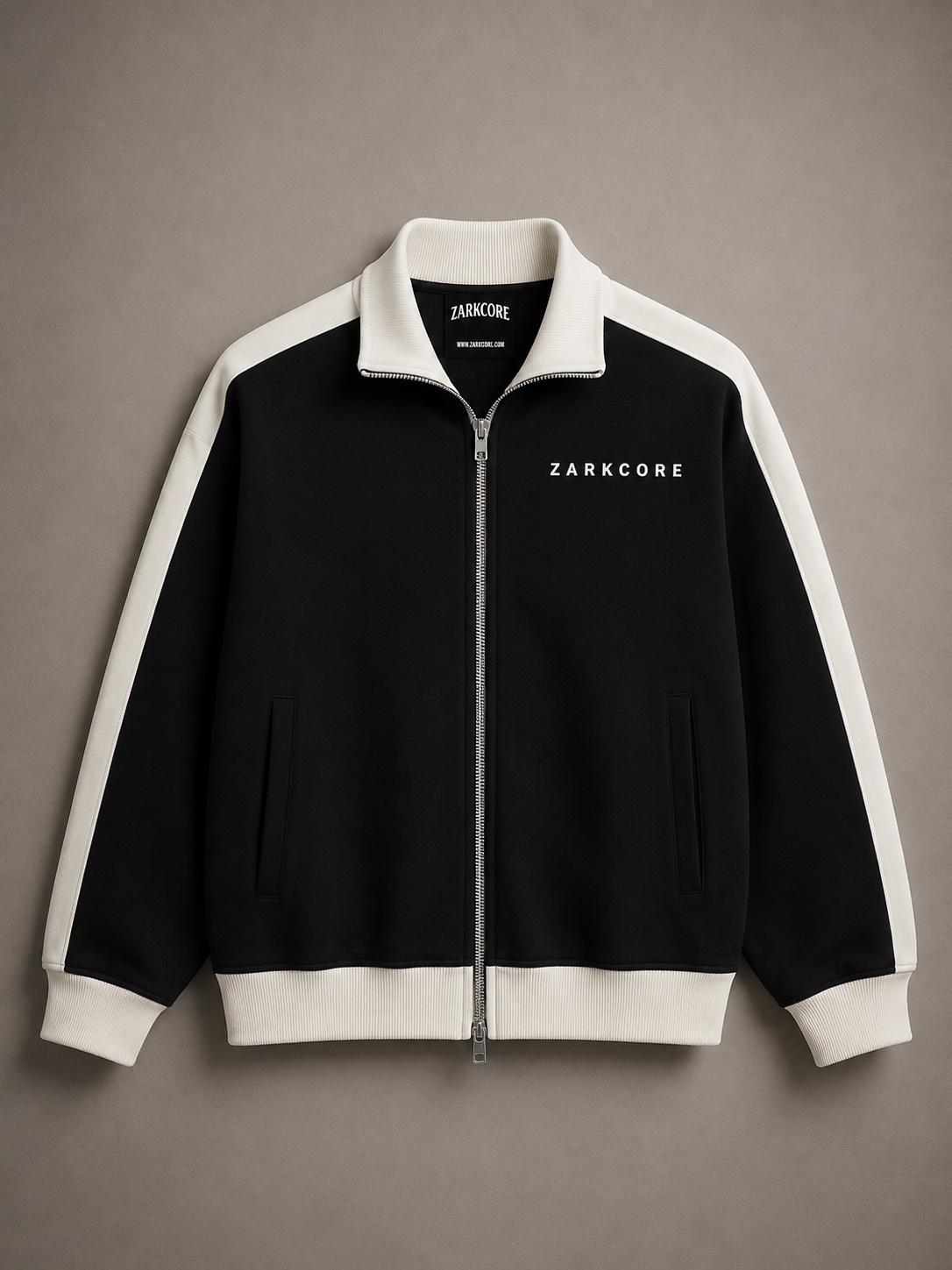 CONTRAST TRIM STAND COLLAR JACKET