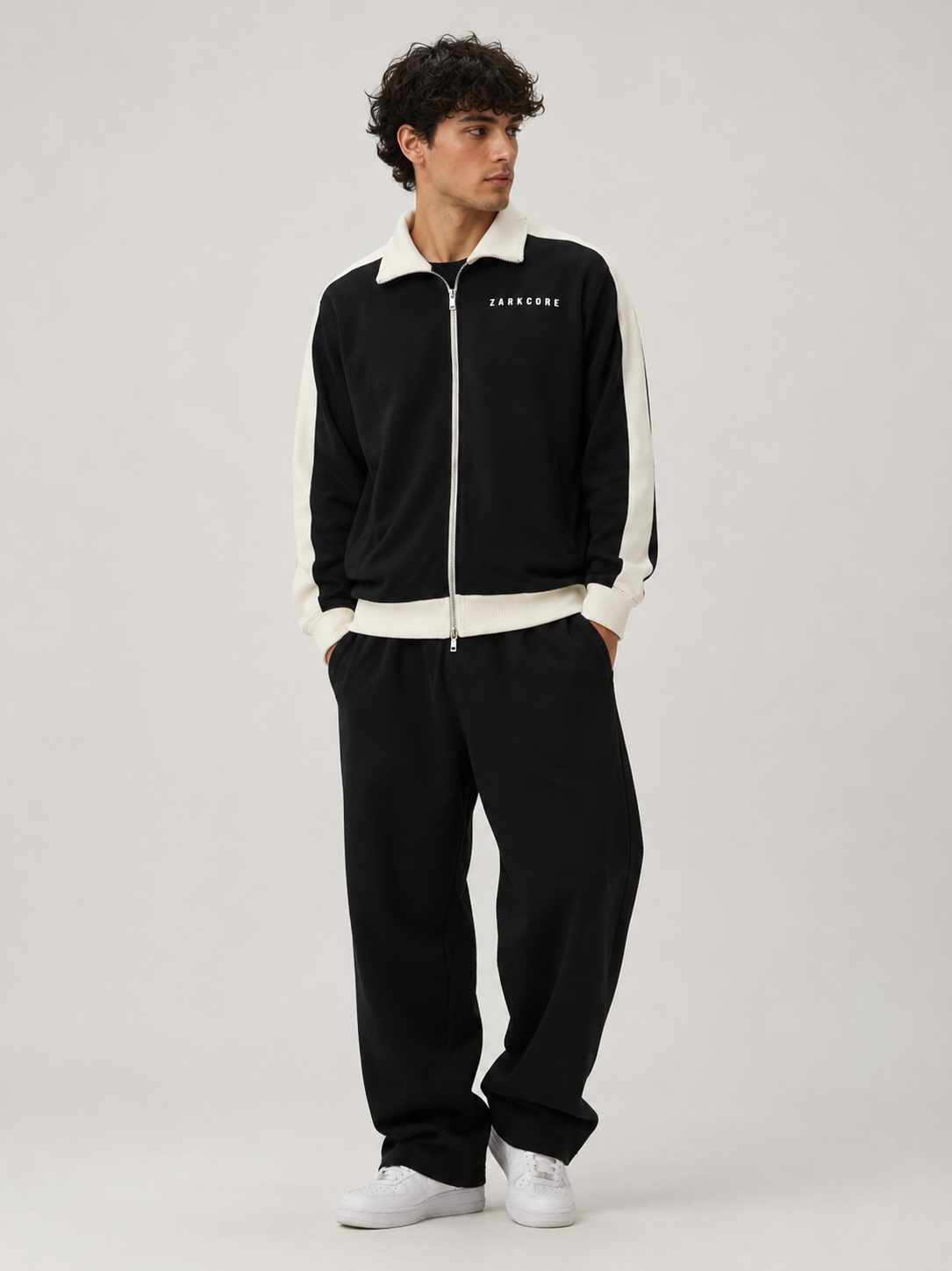 CONTRAST TRIM STAND COLLAR JACKET